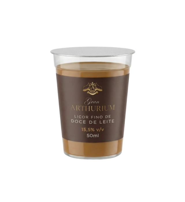 Caixa 15 copinhos 50 mL licor doce de leite Gran Arthurium